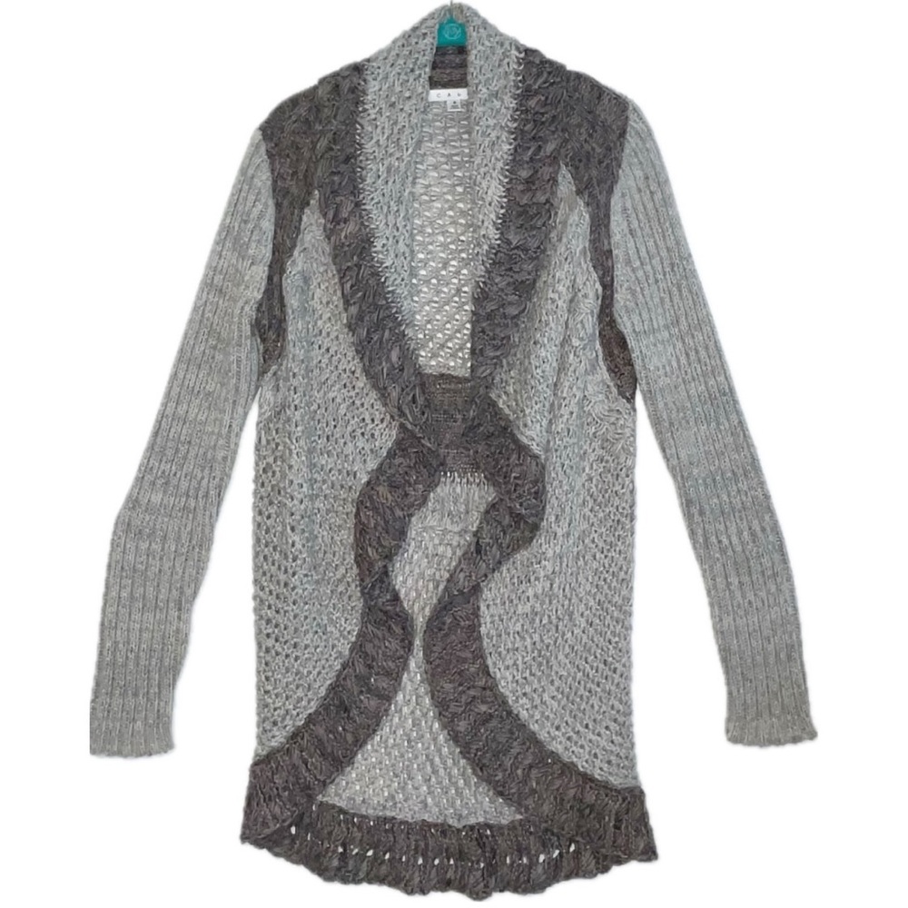CAbi | Shadow Circle Grey Open Chunky Knit Sweater Cardigan Women’s Size Small - Picture 3 of 8